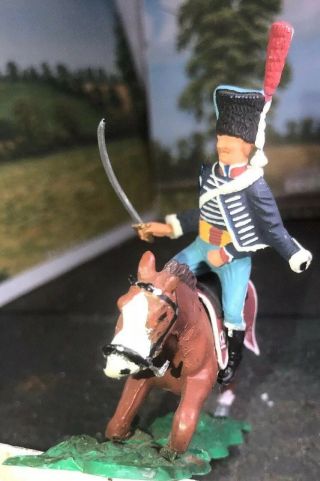 1 - Scarce Crashing Horse Hussar Calvary Vintage Timpo Toys Waterloo Napoleonic