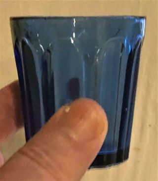 Antique Toy Cobalt Blue Glass " Hairpin " Tumbler,  C.  1860