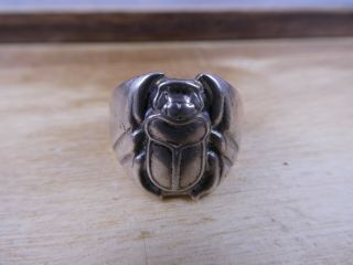 Gorgeous Vintage Egyptian Revival Scarab Ring,  Egyptian Hallmarks? Approx 9.  71g