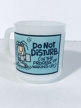 Glasbake Mug Do Not Disturb In The Process Of Waking Up Coffee Tea Satire Vtg