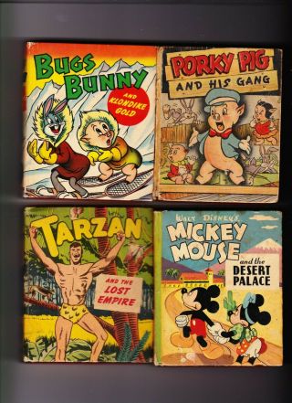 4 Better Little Books Mickey Mouse Bugs Bunny Tarzan Porky Pig 1940s Vintage
