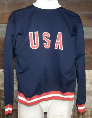 VINTAGE 1970 ' S USA AAU OLYMPICS TRACK JACKET SIZE LARGE MADE IN USA L@@K 2