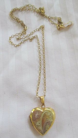 Vintage Double Photo Locket 14k Gold Filled Heart Necklace Pendant