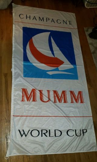Large Vintage Rare Champagne Mumm Sailing World Cup Cloth Banner Flag 76 " X 36 "