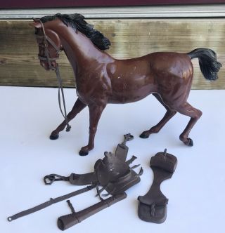 Flame Chocolate Horse W/ Accessories Marx Best Of The West Johnny West Vintage