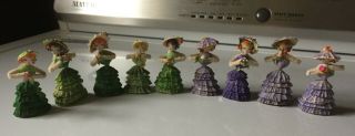 Vintage Japan Seashell Ladies Shells Figurines Purple And Green Hand Painted