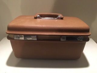Vintage Samsonite Concord Brown Train Case Luggage Suitcase Makeup Hard Side