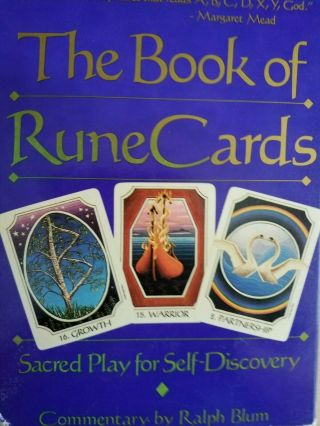 The Book Of Rune Cards Kit,  R.  Blum,  1989.  Cards,  Book,  Rune Stones.  Vintage.  Oop