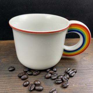 Vintage Vandor 1978 Retro Rainbow Handle Ceramic Coffee Mug Tea Cup 80s Babies