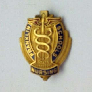 Vtg Franklin Nursing School Pin Solid 10k Gold Hospital Medical Memorabilia 2.  2g