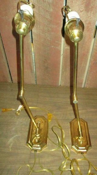 Vtg Gold Finish Swing Arm Wall Mount Lamps