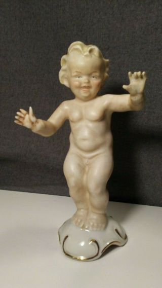 Vintage Art Deco Apel Germany Nude Baby Boy Porcelain Figurine Bathing Beauty