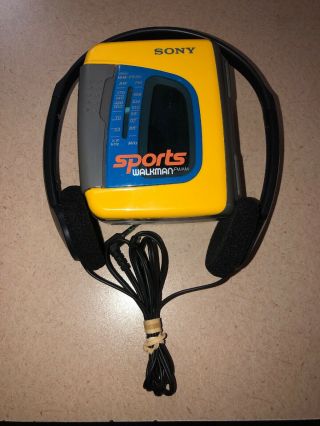 Vintage Sony Sports Walkman Am/fm Cassette Player Wm - Fs191,  Headphones Mdr - 110