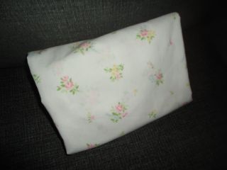 Vintage Montgomery Wards Pink Blue Ribbon Floral Bouquet Twin Fitted Sheet 8 "