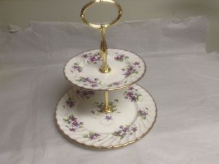 Vintage Royal Crown Staffordshire England 2 Tire Cake Stand