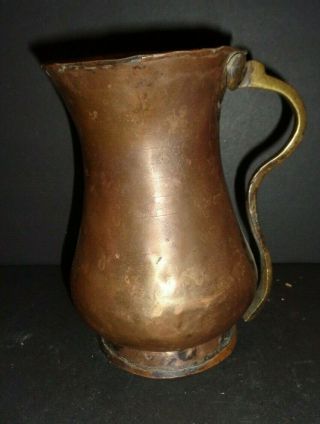 Vintage Antique Copper Hand Wrought Tankard Style Mug Arts & Crafts Style Old