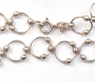 Stunning 925 Sterling Silver Fancy Link Ball Ring Retro Anklet Chain Vintage 7g