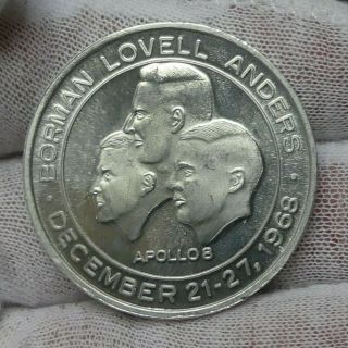 Vintage 1968 Rockwell Nasa Apollo 8 Flown Metal Medallion Coin In Case