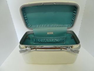 Vintage Samsonite Horizon Luggage Train Case Suitcase Off White No Key No Mirror 3