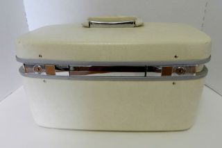 Vintage Samsonite Horizon Luggage Train Case Suitcase Off White No Key No Mirror 8