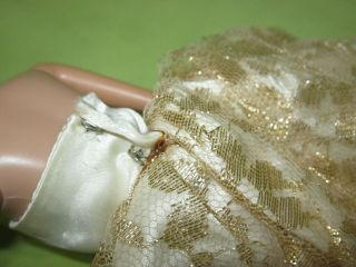 VINTAGE 1960 ' s Premier 92 Barbie CLONE Doll Fashion DRESS Satin & Gold Lace Gown 4