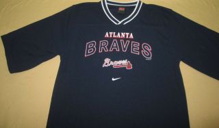 Vntg Atlanta Braves Baseball Mlb T Shirt M Medium Blue Nike Poly