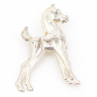 Vtg Sterling Silver - Solid Pony Horse Brooch Pin - 5g