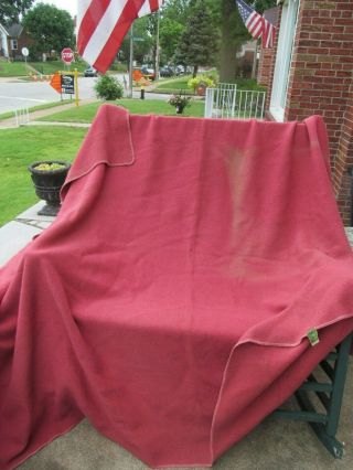 Bloomfield 100 Thick Wool Blanket 79 X 84 Light Red Double Vtg Made In Usa