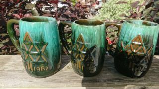 Blue Mountain Pottery Set Of 3 Centenial Coffee Mugs Vintage 1967