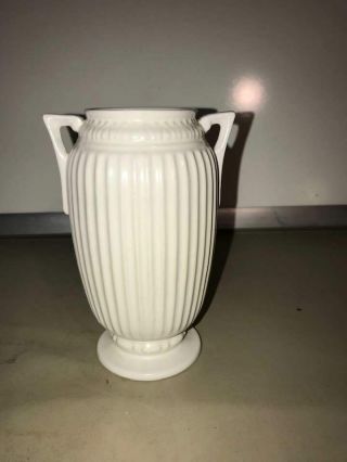 Vintage 1937 Roseville Art Pottery Ivory Two Handle Vase