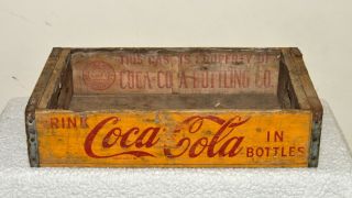 Vintage 1957 Coca Cola Wooden Crate Bottle Carrier Yellow Style 2a