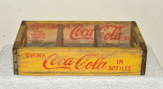 Vintage 1964 Coca Cola Wooden Crate Bottle Carrier Yellow