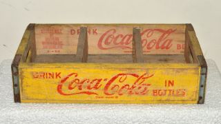 Vintage 1964 Coca Cola Wooden Crate Bottle Carrier Yellow 4
