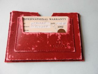 Vintage Omega Watch Card And Holder
