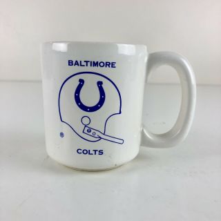 Vintage Collectible Baltimore Colts Nfl Team Football Mug 4 " X 3 " White & Blue
