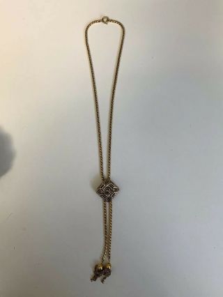 Vintage A & C 1/20 12k Yellow Gold Filled Lariat Bolo Necklace