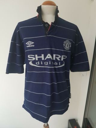 Vintage Retro Manchester United Sharp Digital Vapa Tech 1999 - 2000 Shirt Size M