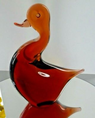 70s Vintage Wedgwood Amber Glass Duck Paperweight Rsw232
