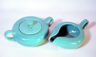 Vintage Turquoise California Metlox Poppytrail Creamer Sugar Bowl Casual Vernon