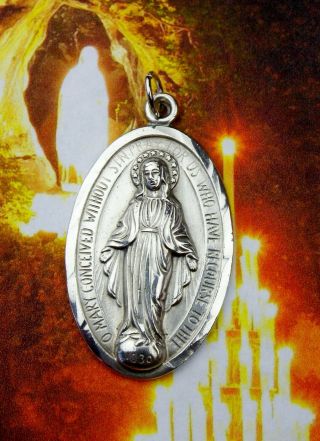Carmelite Nun ' s Lourdes Pilgrimage Vintage Sterling Catholic Miraculous Medal 4