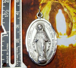 Carmelite Nun ' s Lourdes Pilgrimage Vintage Sterling Catholic Miraculous Medal 7