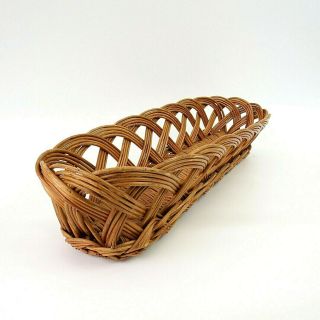 Vintage Long Woven Braided Wicker French/italian Bread Basket 20 " X 7 "