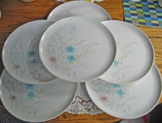 Vintage Mar - Crest Melmac White Flowers 10 " Plate Set Of 6