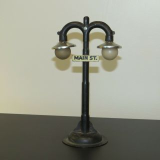 Vintage Marx Trains 2 Light Lamp Post Black Main Street 7.  5 "