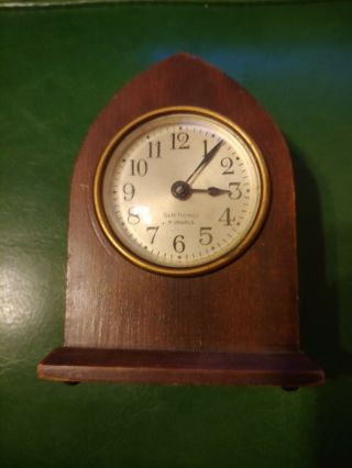 Antique Vintage Small Cathedral Seth Thomas 4 Jewels Wood Clock Use 4 Parts