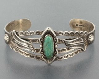 Vintage Bell Trading Post Southwestern Sterling Silver Turquoise Cuff Bracelet