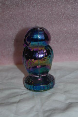 Vtg Mosser Carnival Glass OWL Iridescent Purple / Blue 4.  5 