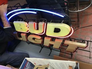 Vintage Bud Light Neon Sign Needs Transformer Bar Man Cave Garage