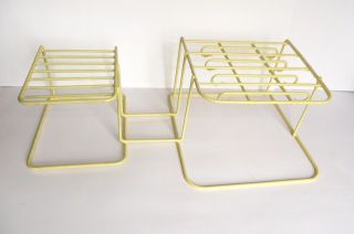 Vintage Yellow Rubber Coated Wire Dish Rack Cabinet Storage Cupboard Organizer