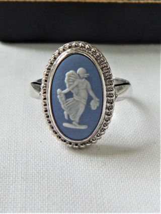 Wedgwood Blue Jasper Ring Sterling Silver Vintage Uk Size M